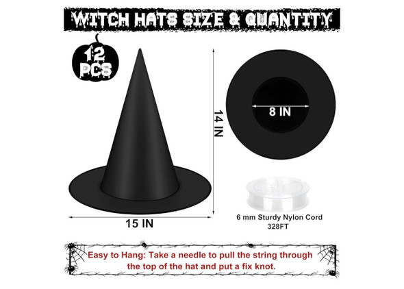 Halloween Hanging Witch Hats & Costume Accessories, 328 FT Nylon Cord Wizard