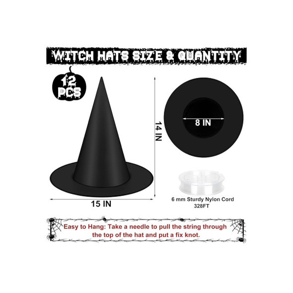 Halloween Hanging Witch Hats & Costume Accessories, 328 FT Nylon Cord Wizard