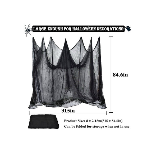 Black Creepy Cloth  Halloween 85 x 315in Giant Home Deco Spooky Scary