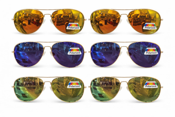 Polarized Aviator Sunglasses 12 PACK Bulk Glare Blocking Style 112