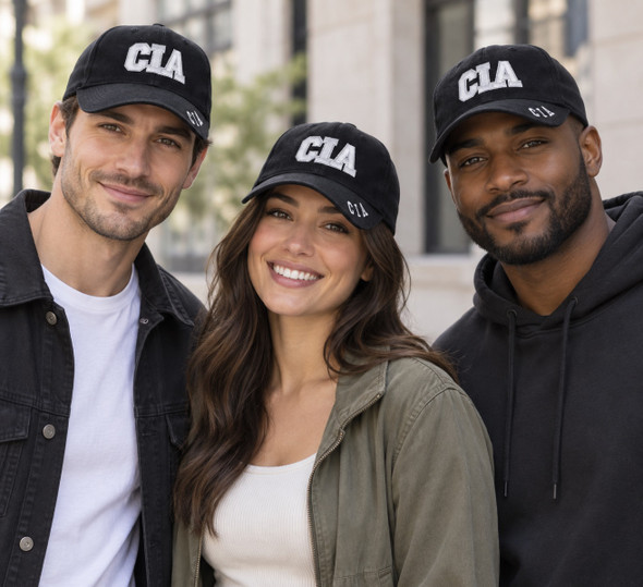 CIA Caps Bulk Wholesale 12 PACK Embroidered Black Adjustable 1526C