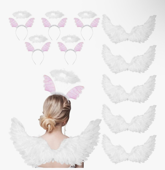 White Feather Angel Wings Adult and Halo 4455