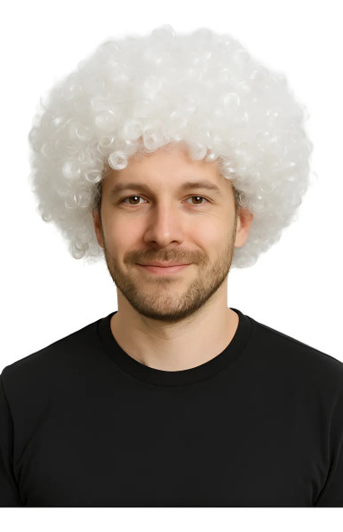 White Afro Wig 6016