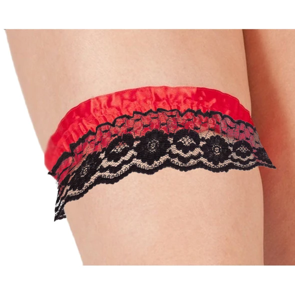 Black and Red Striped Satin Garter 8193