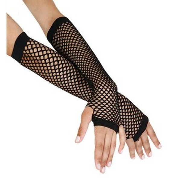 80's Long Fishnet Gloves Bulk 12 PACK- Black 1230 