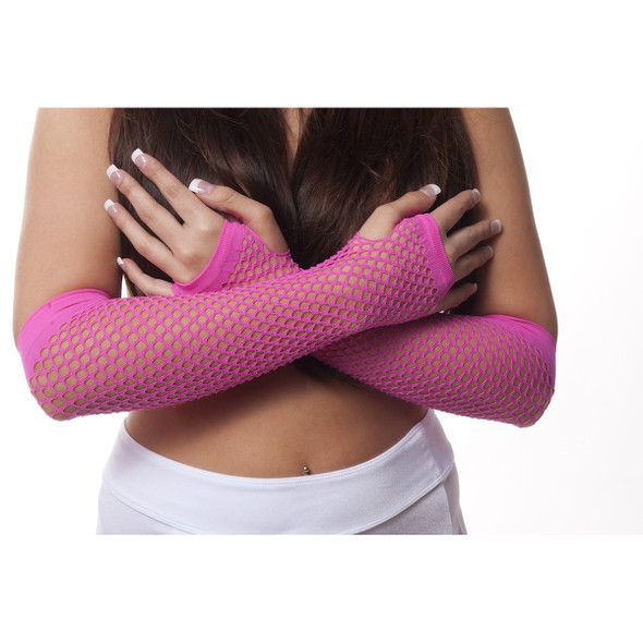 12 PACK Wholesale Fishnet Gloves | Bulk 80's Pink Fishnet Gloves | PINK 1232D