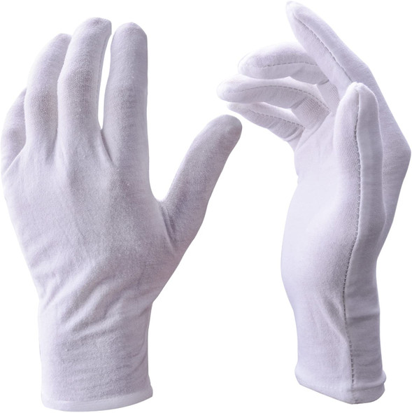 White Cotton Gloves  Adult PAIR 12 PACK 5021 Large Size