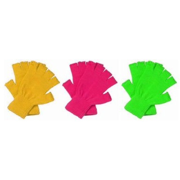 Neon Fingerless Gloves Bulk | 12 PACK Mixed Colors 5076