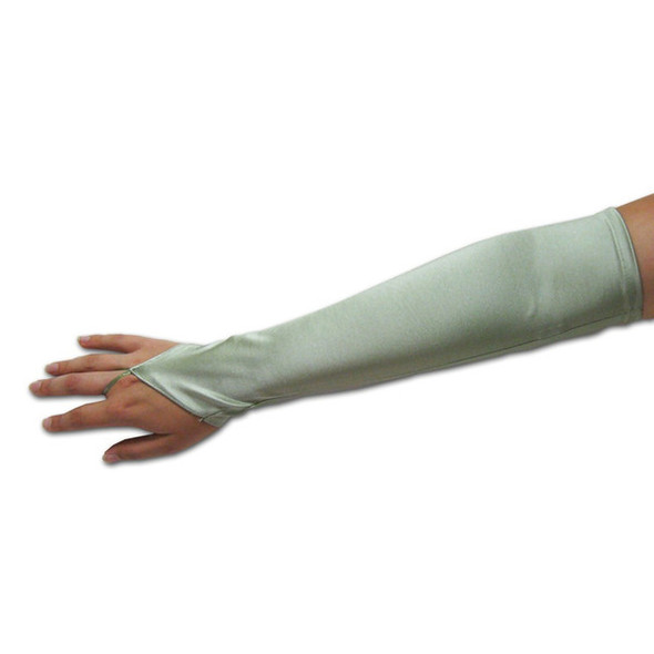 12 PACK Silver Satin Gauntlet Fingerless Gloves 18"  5083