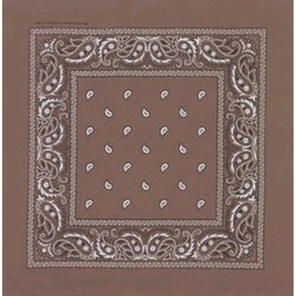 Brown Paisley Bandanna 22" Square Standard 100% Cotton 12 PACK 1924DZ