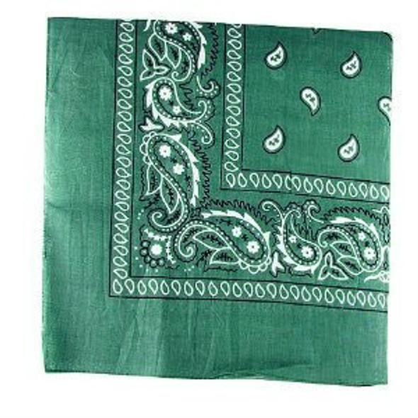 Forest Green Paisley Bandanna 22" Square Standard 100% Cotton 1927 12 PACK