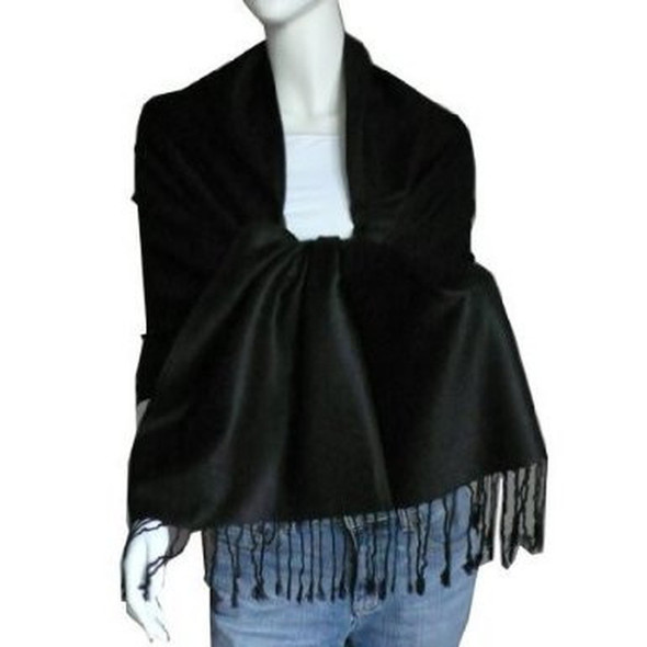 Black Pashmina Scarf  Shawl 100% Fine Wool Mix 20+ Colors 28" x 78" 2100