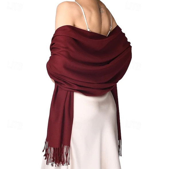Burgundy Pashmina Scarf Shawl 100% Fine Wool Mix  20+ Colors 28" x 78" 2102