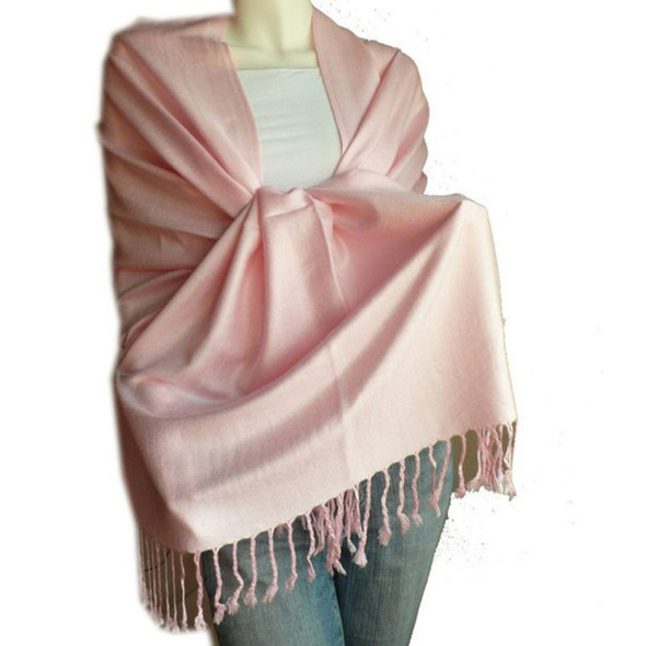Light Pink Pashmina Scarf Shawl 100% Fine Wool Mix  20+ Colors 28" x 78" 2107