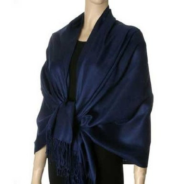 Navy Blue Pashmina Scarf Shawl 100% Fine Wool Mix 20+ Colors 28" x 78" 2108