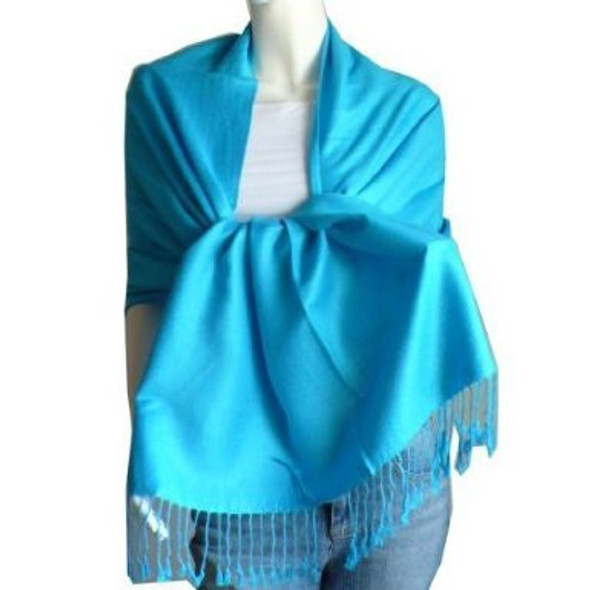 Turquoise Blue Pashmina Shawl 100% Fine Wool Mix 12 PACK 2115