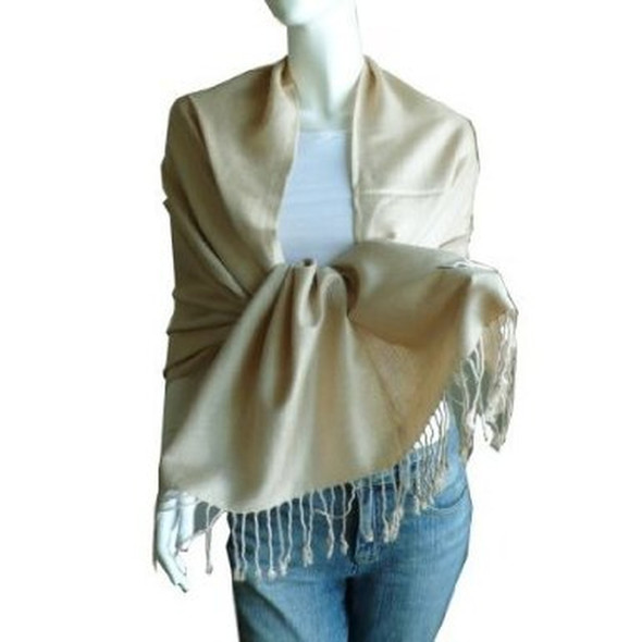 Beige Pashmina Scarf Shawl 100% Fine Wool Mix 20+ COLORS 28" x 78" 2118