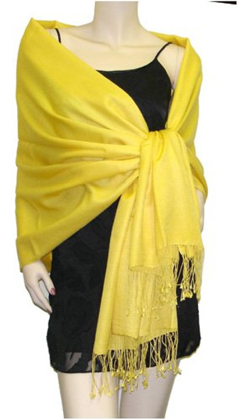 Yellow Pashmina Shawl 100% Fine Wool Mix 12 PACK 2120