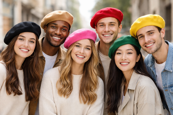 Bulk Wool Berets Mixed Colors 24 PACK 22.5" Standard Adult Size 1360A