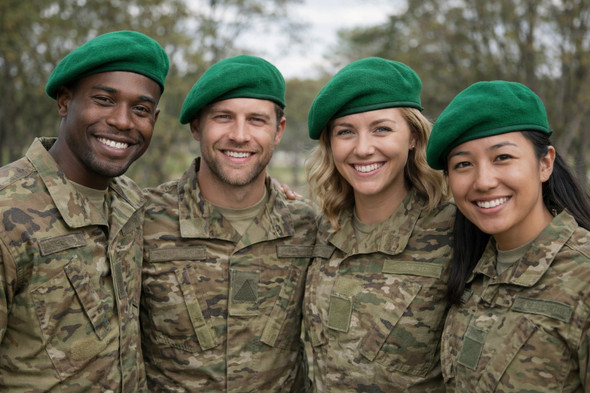 Green Wool Beret 22.5" Standard Adult Size 1360