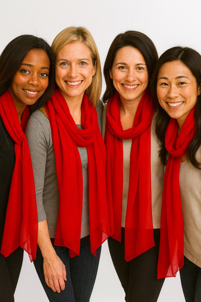 Red Long Sheer Chiffon Scarf  21" x 60"  2133