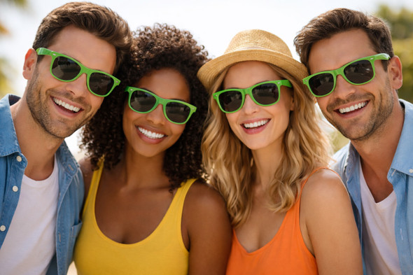 Green Sunglasses |  Iconic 80's Style |  Adult Size 1052
