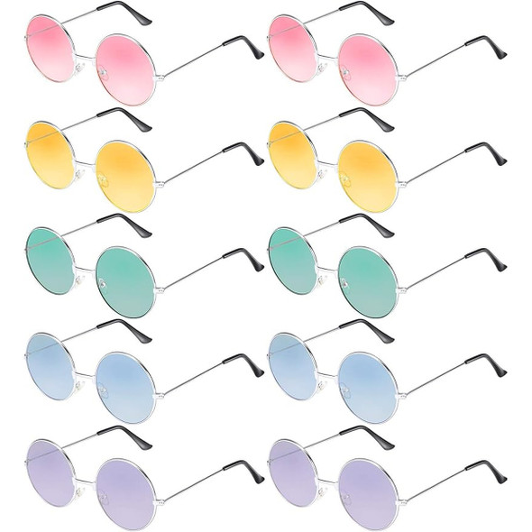 12 PACK  Lennon Style Round Frame Sunglasses Mixed Colors 1090