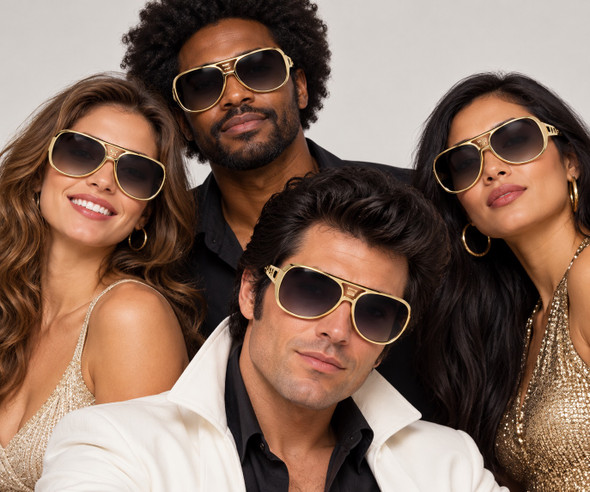  Rockstar Elvis Style Sunglasses GOLD 1131A