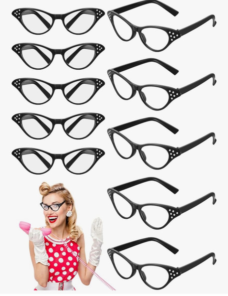 Black Rhinestone Cat Eye Glasses 1189