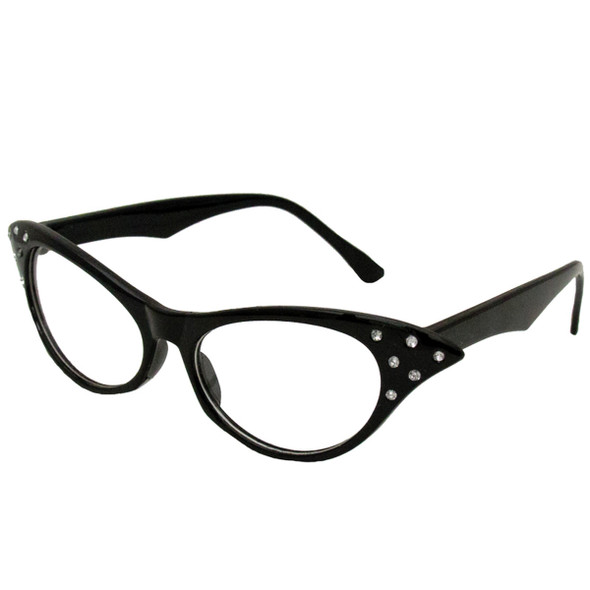 Black Rhinestone Cat Eye Glasses 1189