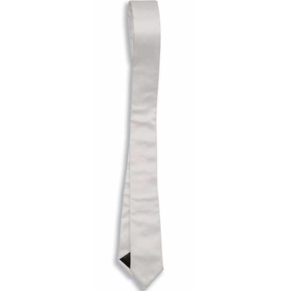 White Satin Skinny Narrow Tie 2.25" Wide Standard 1273