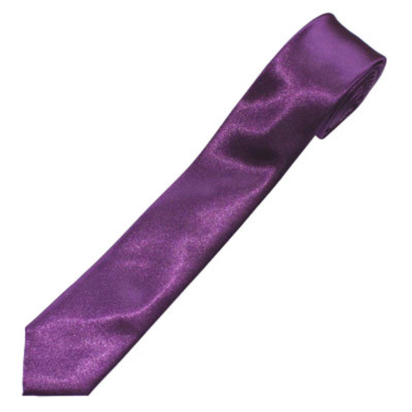 Purple Satin Skinny Narrow Tie 2.25" Wide Standard  1275