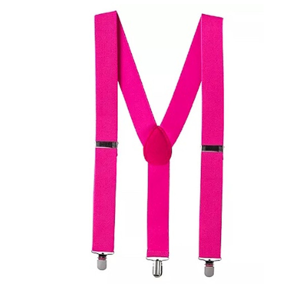 Hot Pink Suspenders Elastic Clip On 1283