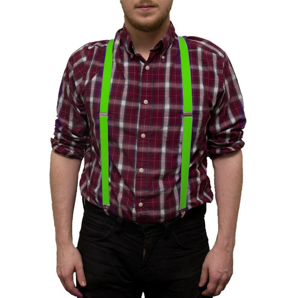 Lime Green Suspenders Elastic Clip On 1284
