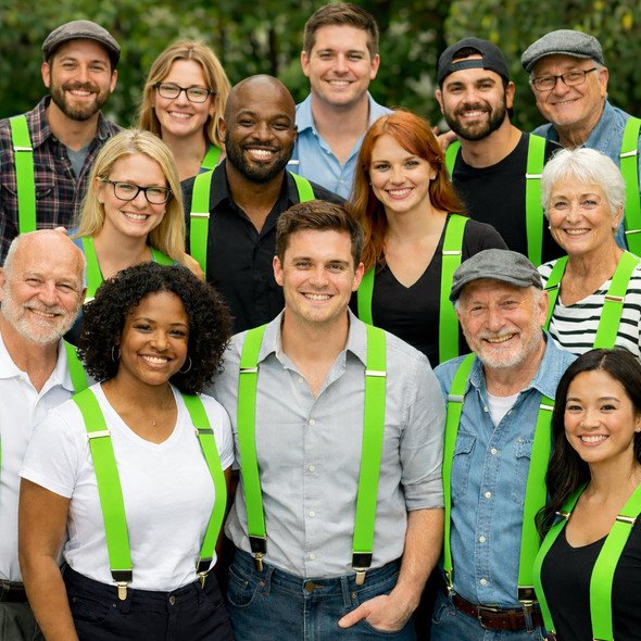 Lime Green Suspenders Elastic Clip On 1284