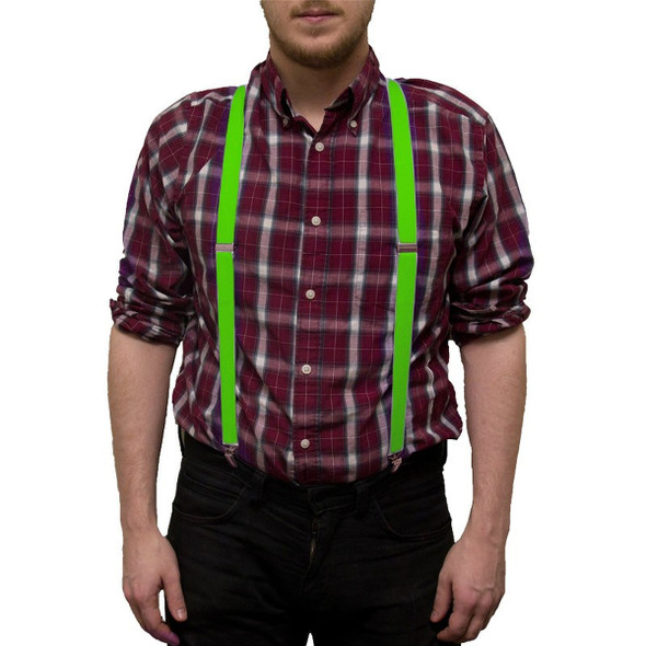 Lime Green Suspenders Elastic Clip On 1284