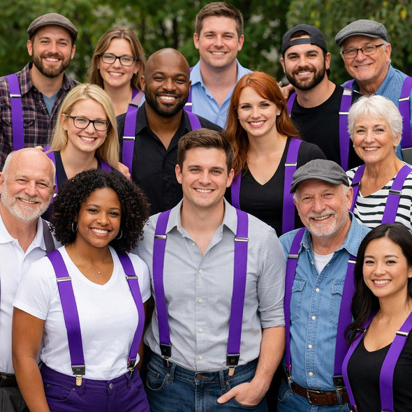 Purple Suspenders Elastic Clip On 1286