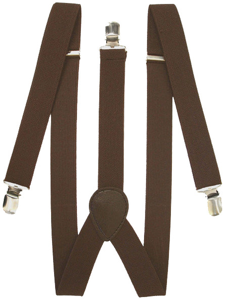 Brown Suspenders Elastic Clip On 1293