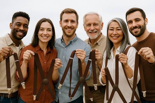 Brown Suspenders Elastic Clip On 1293