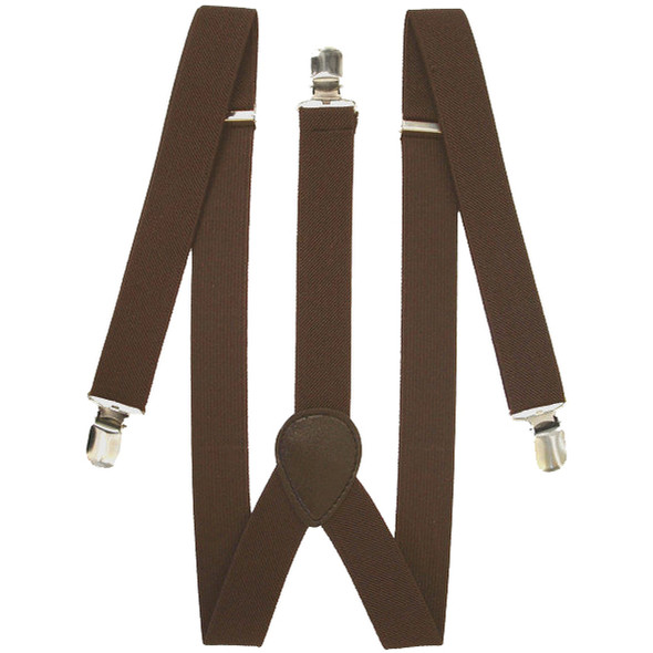 Brown Suspenders Elastic Clip On 1293