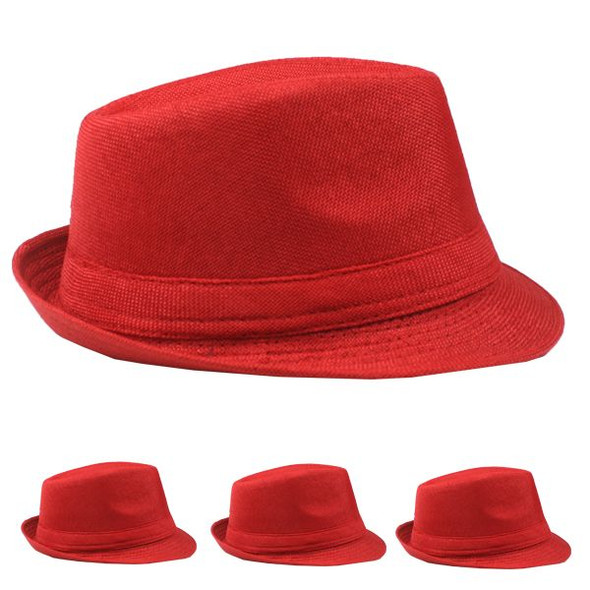 Red Gangster Hats | Red Fedoras |  Red Color 12 PACK 1332