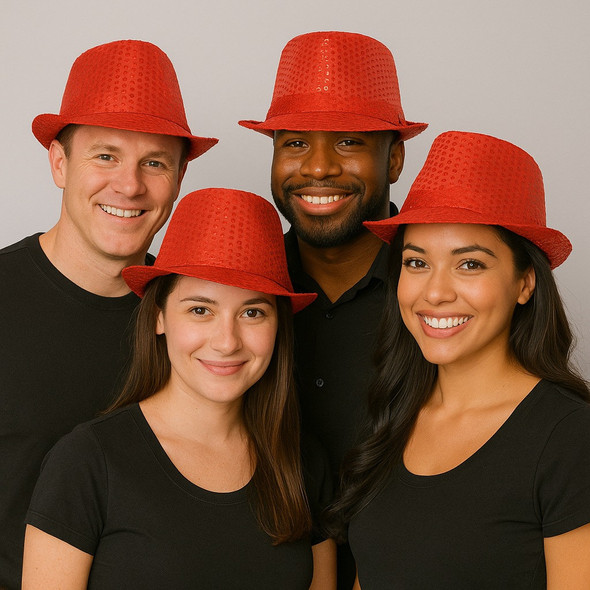Red Gangster Hats | Red Fedoras |  Red Color  1332