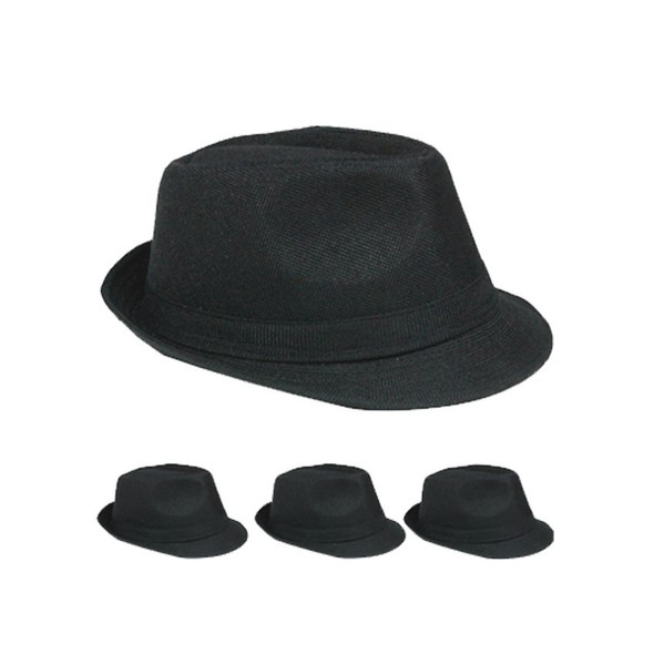  LONG BRIM Costume Gangster Fedora Hat Black Felt 1333