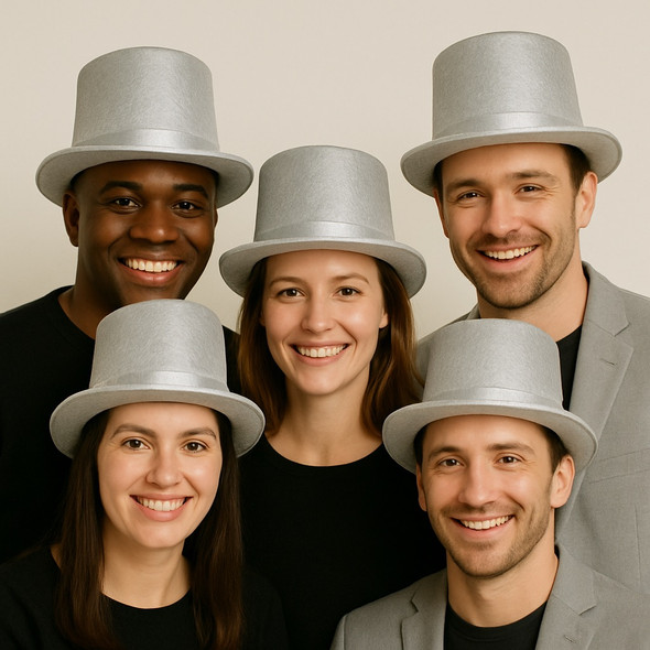 Silver Top Hats Wholesale | Silver Top Hats Bulk | 1354