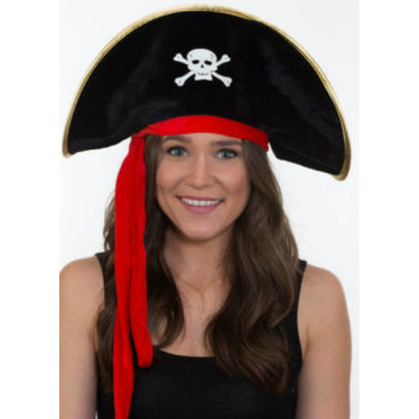 Adult Pirate Hats Bulk |  Child Pirate Hats Bulk | Gold Trim  12 PACK WS1510D
