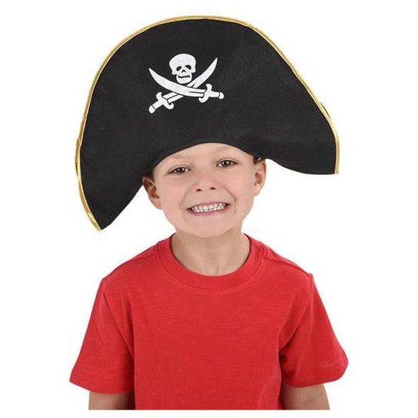 Adult Pirate Hats Bulk |  Child Pirate Hats Bulk | Gold Trim  12 PACK WS1510D