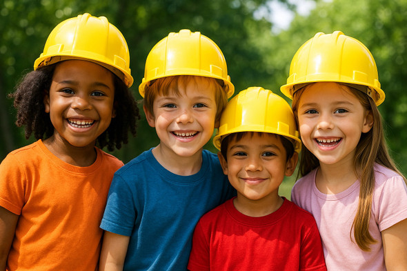 Child Construction Helmet Yellow/Pink Colors 1554