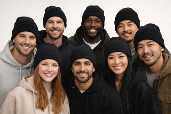 Long Beanie Hat Black 12 PACK  5751