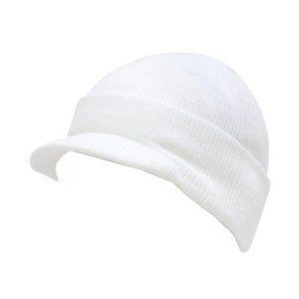 Beanie Visor Cap White 5777