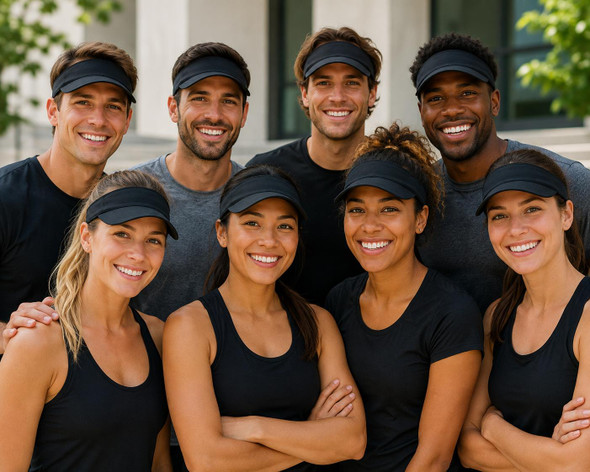 Sports Visors Black 12 PACK 5810A